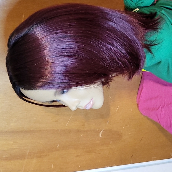 Burgundy / Black Wig With Lace Part - Picture 6 of 8